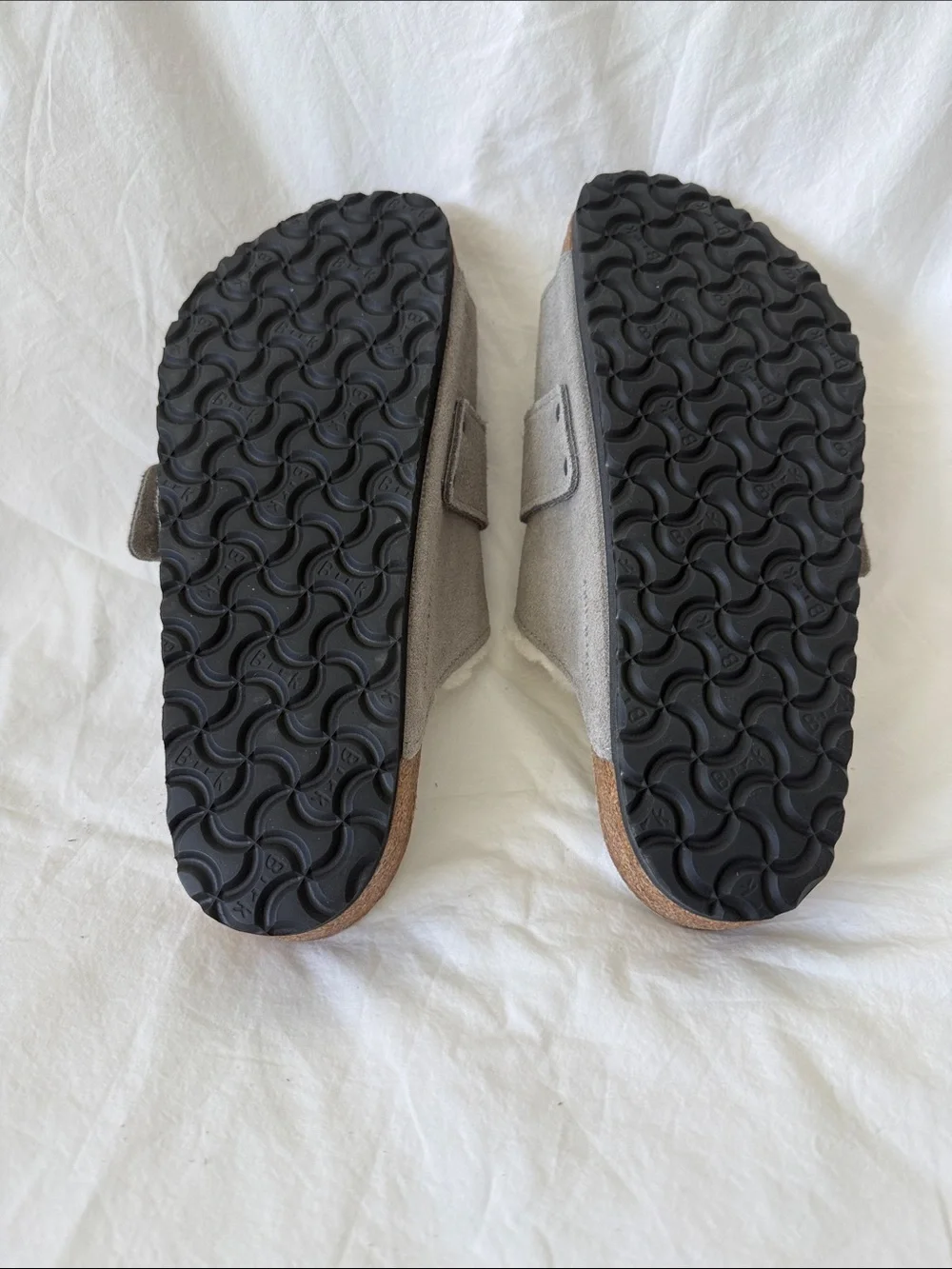 Men’s Birkenstock Cozy Grey Shearling-Lined Slide Sandals